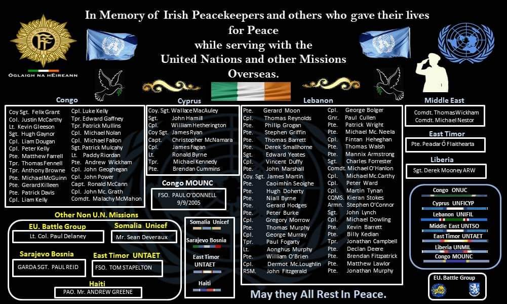 In Memory of Irish Peacekeepers & Others who gave their lives for Peace